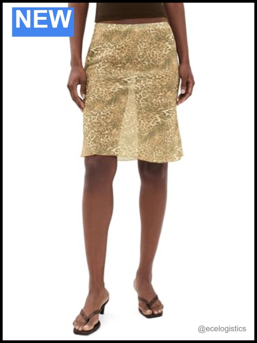 Lioness Shoreline Midi Skirt 100% Polyester Chiffon Cheetah Print Office Wear